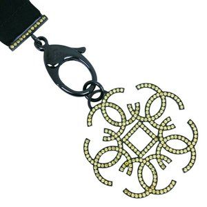 Chanel Strap Necklace Black/Yellow Rhinestone Wom… - image 1